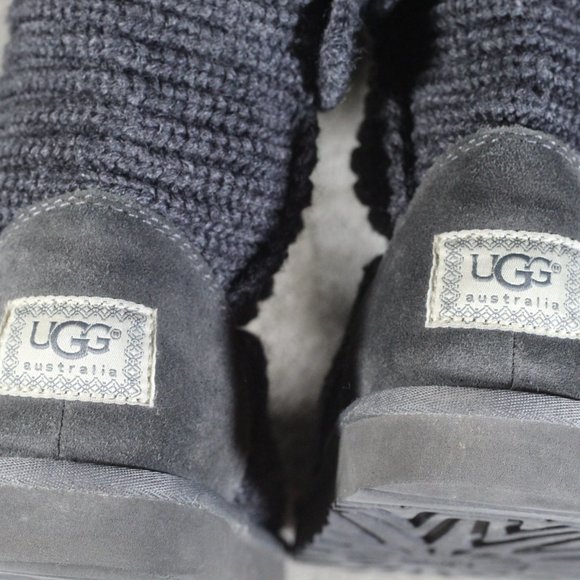 Ugg Size 8 Classic Cardy Boots Tall Pull On Slouchy Foldable Grey Knit Sweater - Picture 8 of 10